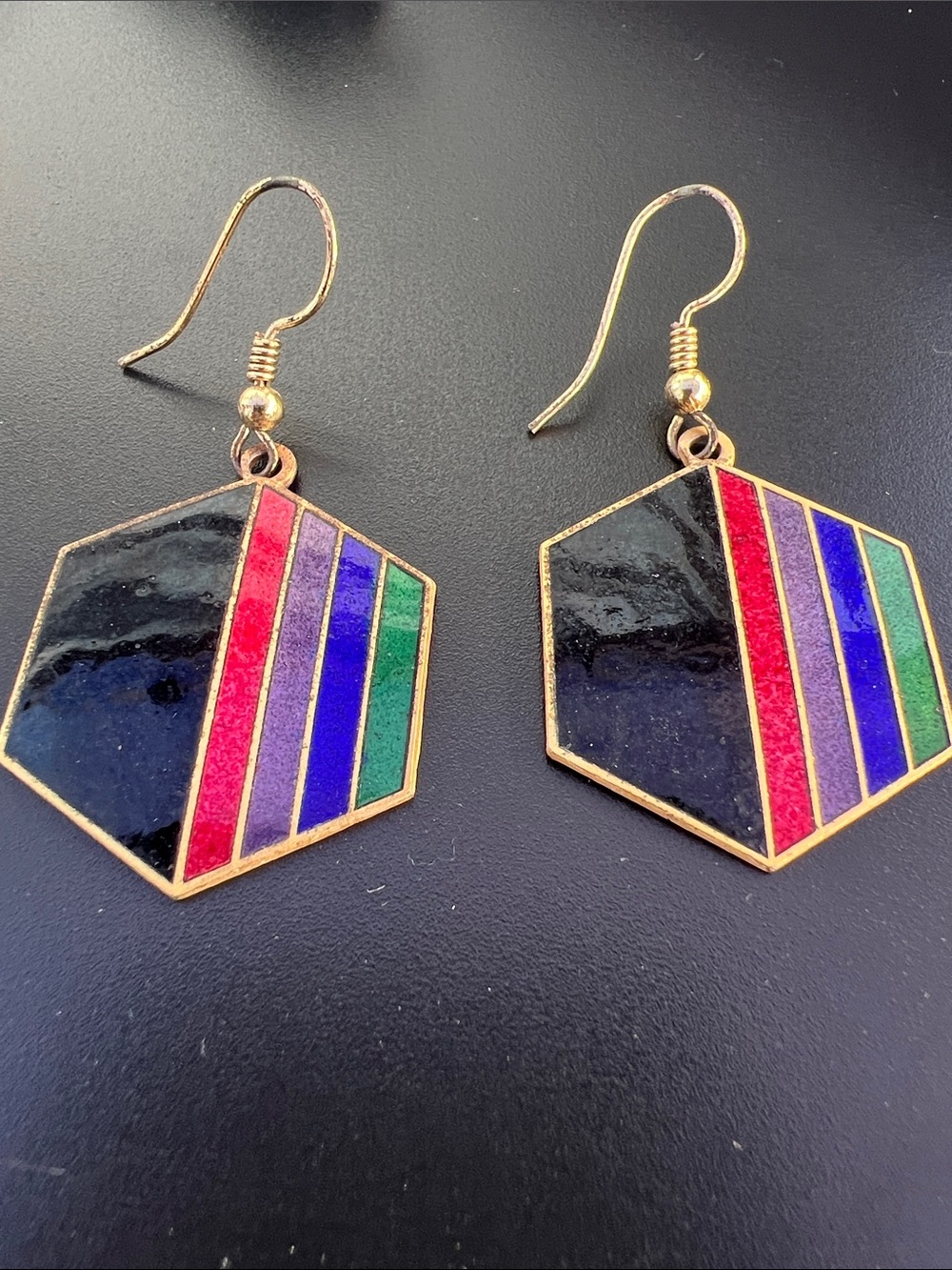 Vintage Colorful Enamel Geometric Earrings
